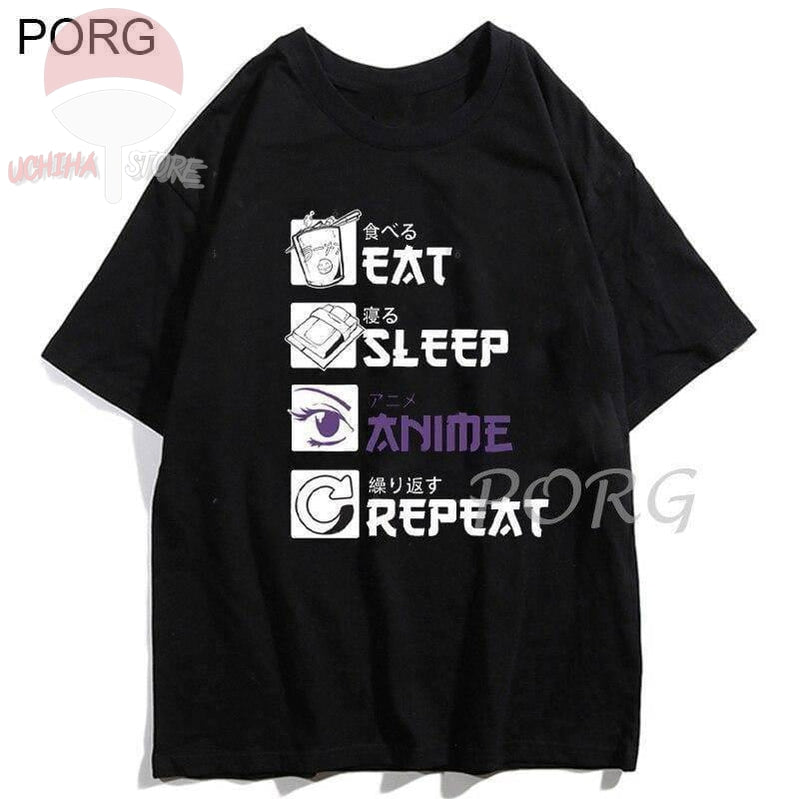 Eat Sleep Anime Repeat  Style T-shirt - Uchiha Store