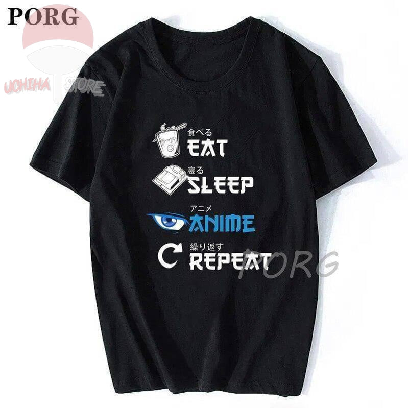 Eat Sleep Anime Repeat  Style T-shirt - Uchiha Store