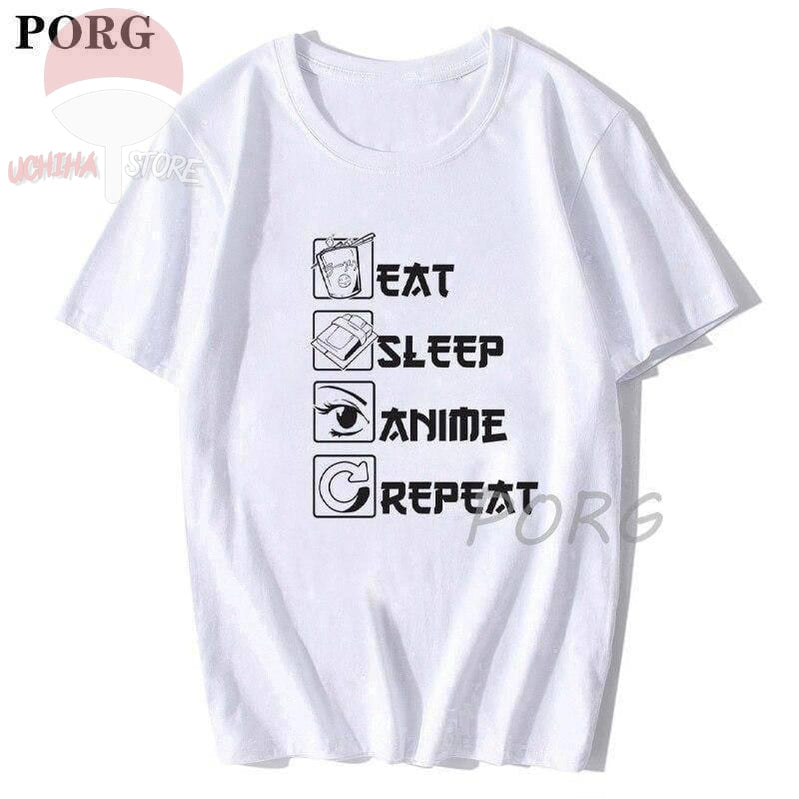 Eat Sleep Anime Repeat  Style T-shirt - Uchiha Store