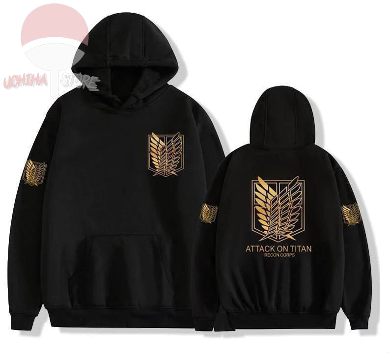 Attack on Titan Gold/Black Hoodie - Uchiha Store