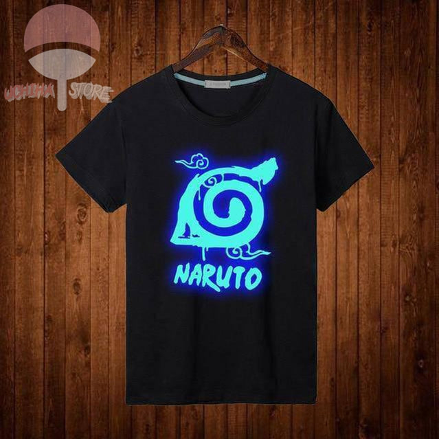 Naruto Konoha Logo Luminous Glow in The Dark T-Shirt - Uchiha Store